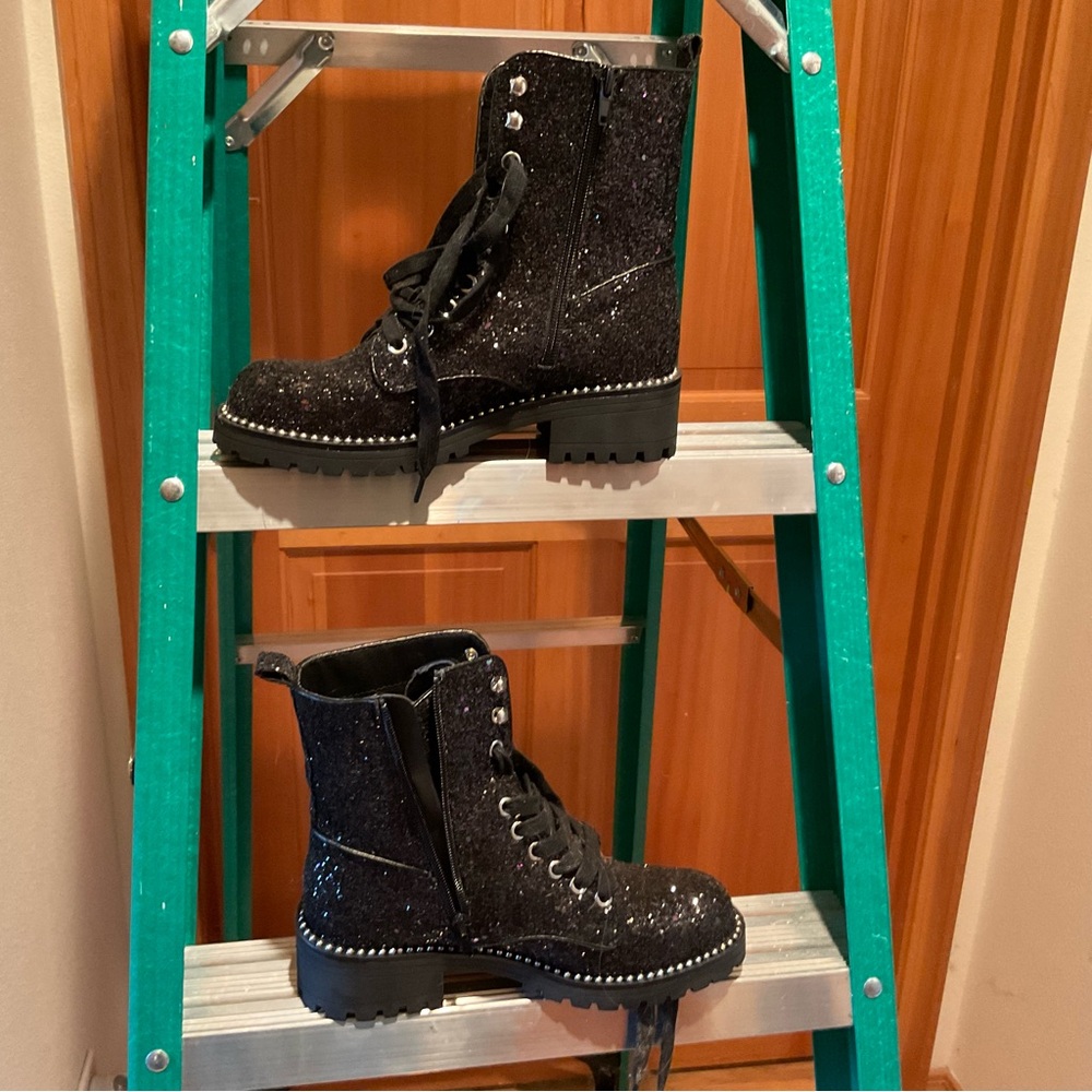 Portland Leather Glitter combat boot.